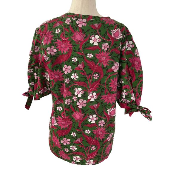 Zara Green Floral Cotton Blouse Women's Size Large NWT | 44-5 - Picture 2 of 5